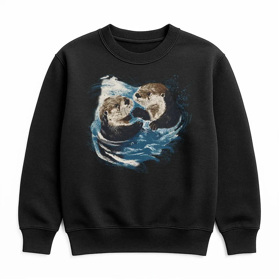 Sea Otter Sweatshirt | Hand-Drawn Wildlife Graphic | Premium Cotton Blend | Nature Lover Aesthetic Gift for Men and Women