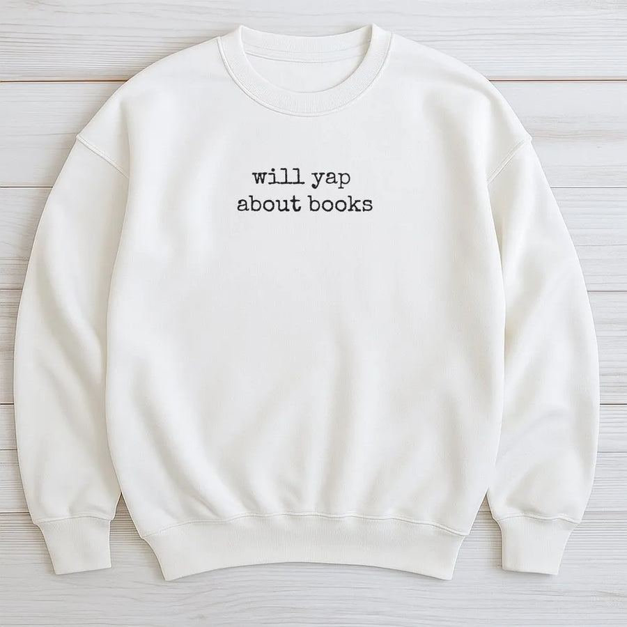 Funny Book Lover Shirt | Will Yap About Books Minimalist Quote Tee | Soft Cotton Unisex T-Shirt | Bookish Aesthetic Gift for Readers