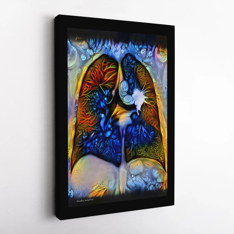 Abstract Human Lungs Canvas Wall Art | Psychedelic Anatomical Print | 1.25 Inch Gallery Wrap | Medical Office or Doctor Home Decor Gift