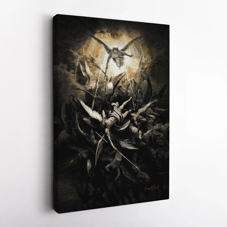 Gustave Dore The Fall of Rebel Angels Canvas | Paradise Lost Illustration | Gallery Wrapped Premium Wall Art | Gothic Home Decor Gift