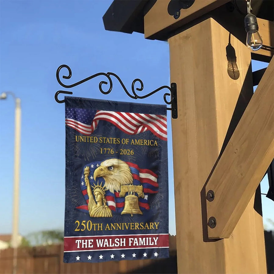 USA 250th Anniversary Garden Flag | Patriotic Eagle & Liberty Bell | Double-Sided Weatherproof Fabric | Collector's Semiquincentennial Gift