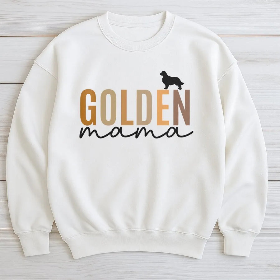 Golden Mama Sweatshirt | Cute Golden Retriever Dog Lover Design | Premium Cotton Blend Unisex Crewneck | Perfect Gift for Dog Mom