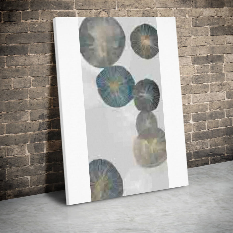 Abstract Blue Circles Vertical Canvas | Modern Cascading Geometric Art | Premium Gallery Wrap Print | Minimalist Wall Decor for Living Room or Office