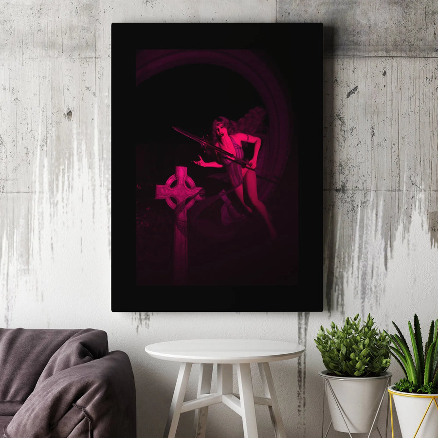 Gothic Vampire Canvas Wall Art | Dark Fantasy Female Warrior Print | Premium Gallery Wrapped Canvas | Gothic Home Decor Collector Gift
