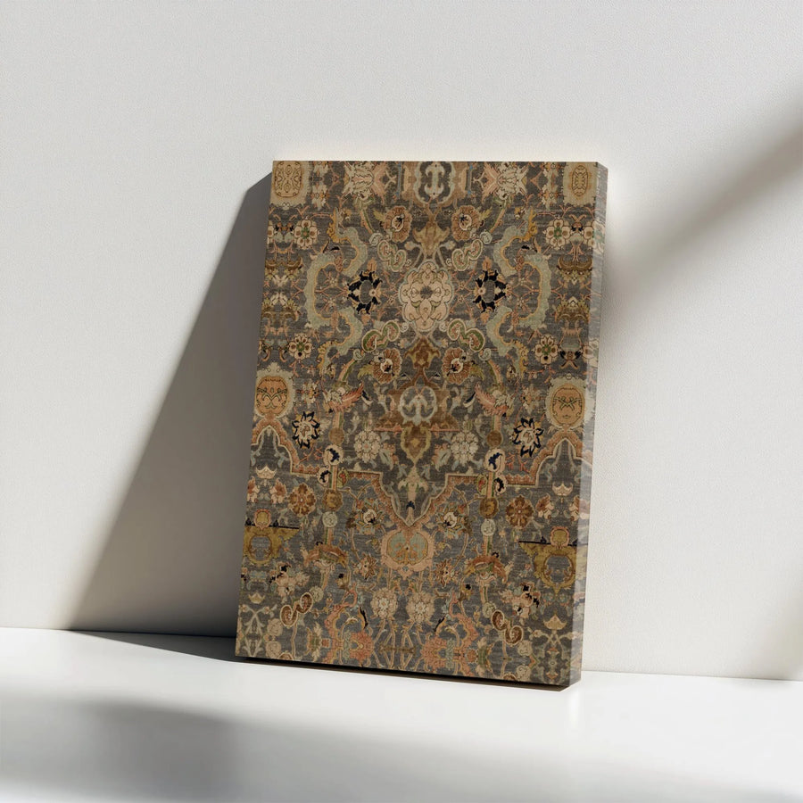 Vintage Persian Rug Wall Art | Ornate Floral Medallion Print | 1.25-Inch Gallery Wrap Canvas | Premium Home Decor Gift