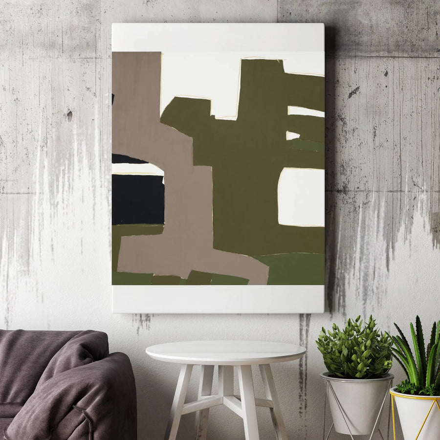 Abstract Geometric Canvas Wall Art | Modern Earth Tone Block Print | Thick Gallery Wrap Canvas | Premium Office & Living Room Decor Gift