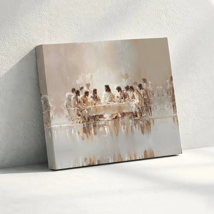 The Last Supper Canvas Wall Art | Modern Abstract Christian Painting | Premium Gallery Wrapped Canvas | Religious Home Decor Gift