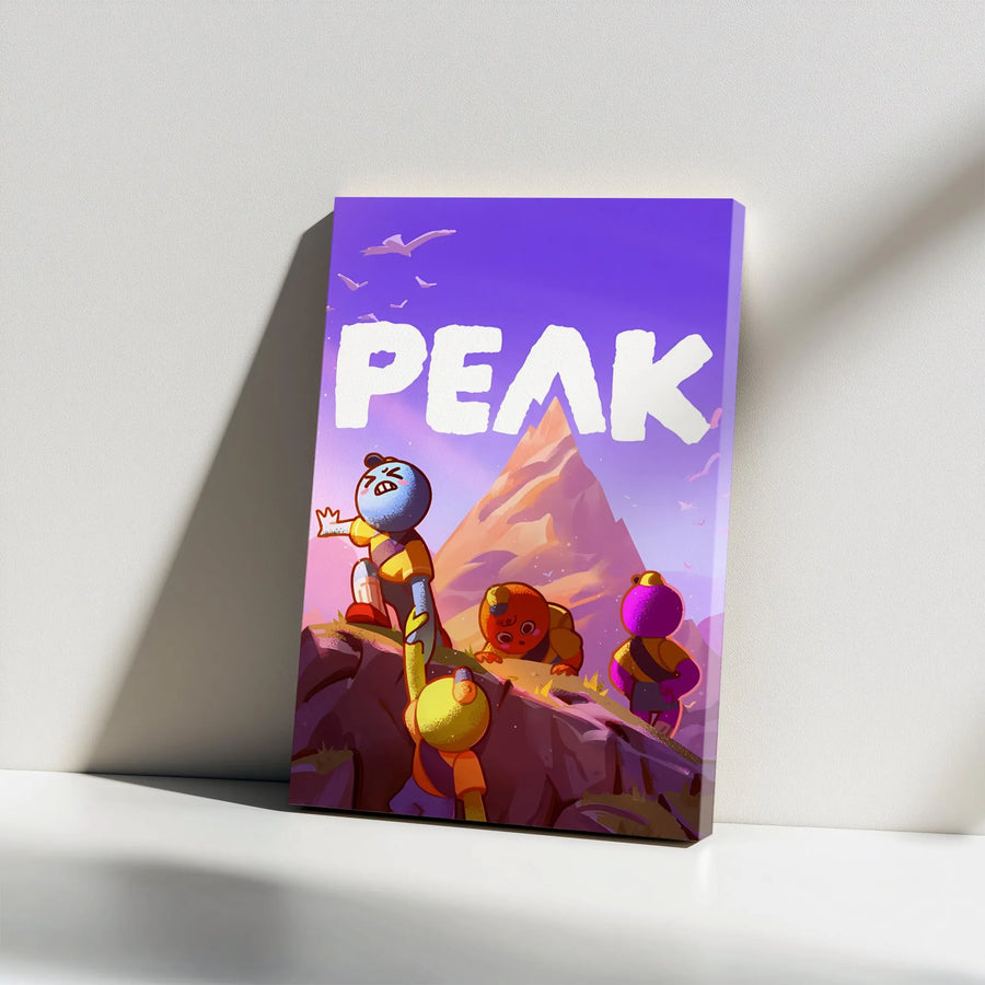 Peak Mountain Climbing Canvas | Whimsical Cartoon Character Wall Art | Premium 1.25-Inch Gallery Wrap | Inspiring Adventure Decor For Kids Room