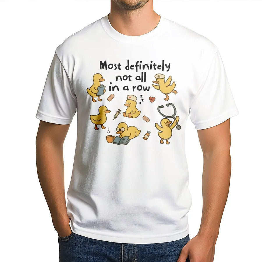 Funny Nurse Ducks T-Shirt | Retro Cartoon 'Not In A Row' Graphic | Cozy Cotton Blend | Nurse Appreciation Gift for Nursing Student