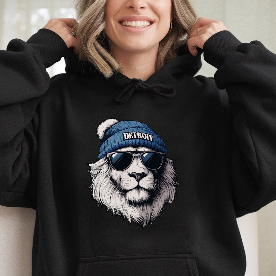 Detroit Lion Hoodie,Cool Streetwear Graphic Hoodie, Urban City Style,Hip Hop Casual Hoodie For Men And Women