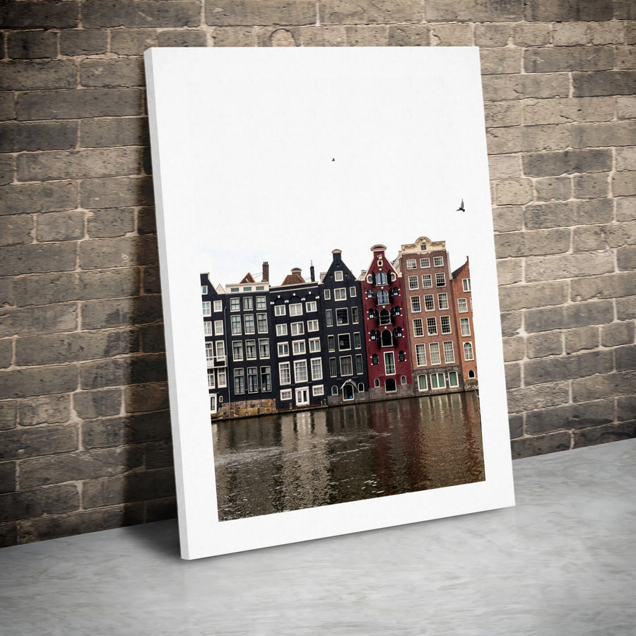 Amsterdam Canal House Canvas Print | Minimalist Dutch Architecture Photography | Premium Gallery Wrap | Home Office Travel Wall Art Decor
