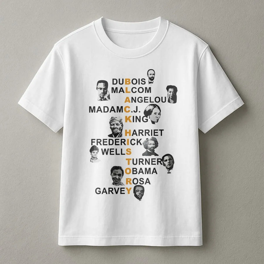 Black History Month T-Shirt | Iconic Historical Leaders Graphic Tee | Premium Cotton Cultural Awareness Apparel | Gift for Activists and Educators