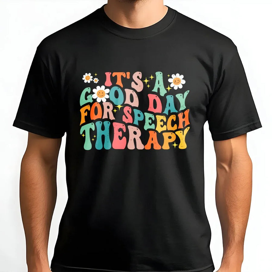 It's A Good Day For Speech Therapy T-Shirt | Retro Groovy SLP Design | Premium 100% Cotton | Speech Language Pathologist Graduation Gift