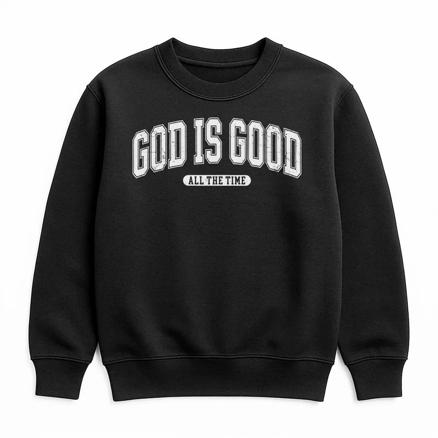 God Is Good Sweatshirt | Retro Christian Sweatshirt with Varsity Design | Soft Cotton Blend | Faith Based Gift for Men & Women
