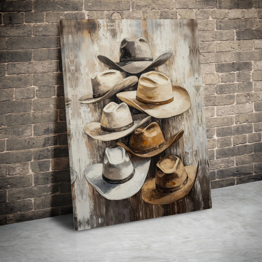 Western Cowboy Hat Canvas Print | Rustic Farmhouse Wall Art | Premium Fade-Resistant Gallery Wrap | Southwestern Home Decor Gift