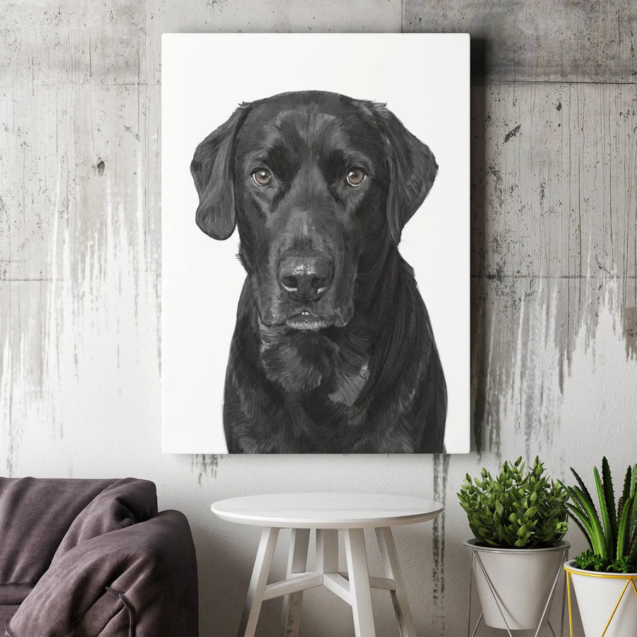 Black Labrador Retriever Wall Art | Minimalist Dog Portrait Canvas | Premium Fade-Resistant Print | Gift for Dog Lovers & Pet Owners