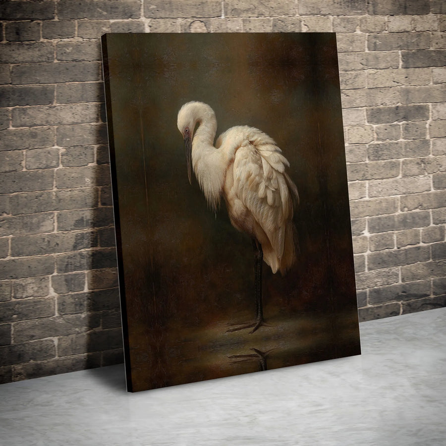 Vintage Spoonbill Canvas Wall Art | Moody Oil Painting Style Bird Art | Premium Fade-Resistant Print | Collector's Home Decor Gift for Nature Lovers