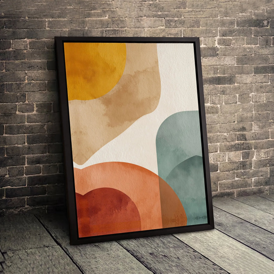 Boho Abstract Canvas Wall Art | Earth Tone Organic Shapes Print | Gallery-Quality 1.25 Inch Profile | Modern Home Decor Gift