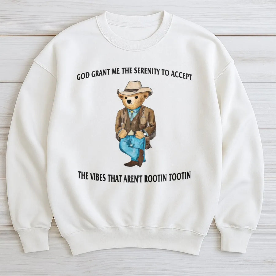 Cowboy Teddy Bear Sweatshirt | Funny Western Graphic Quote | Premium Cotton Blend Crewneck | Gift for Country Music Lovers