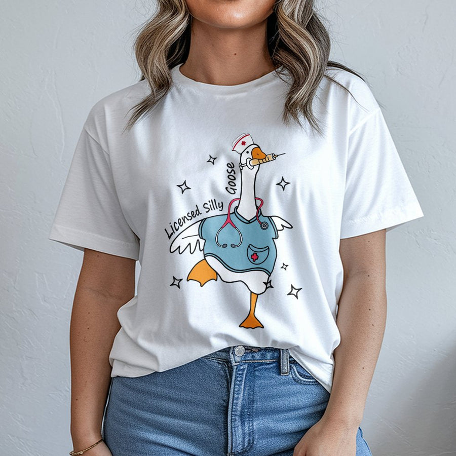 Licensed Silly Goose T-Shirt | Funny Nurse Graphic Tee | Soft 100% Cotton Premium Quality | Nurse Appreciation Gift for Nursing Students & RNs