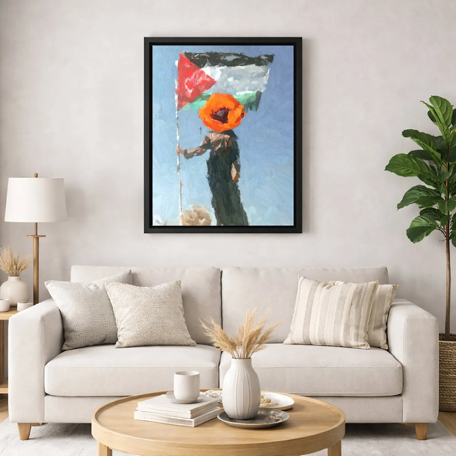 Palestinian Flag Poppy Art Canvas | Symbolic Floral Painting | Gallery-Quality 1.25-Inch Profile | Modern Home & Office Wall Decor