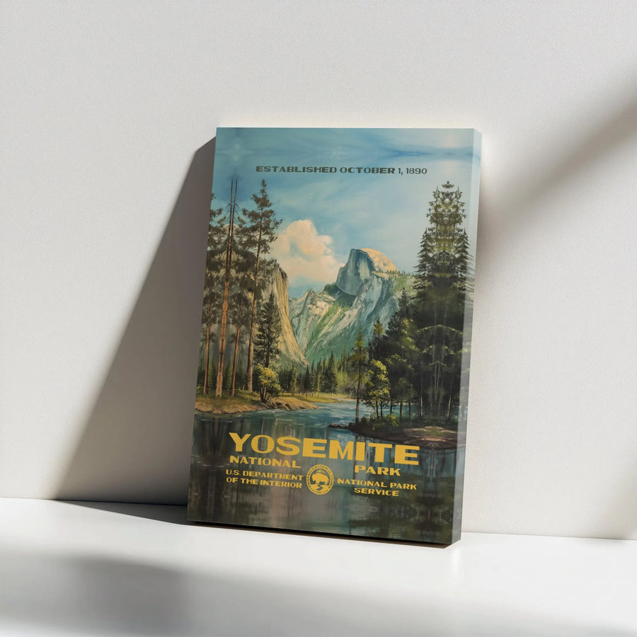 Yosemite National Park Poster | Vintage Travel Landscape Art | Gallery Wrapped Canvas | Premium Nature Gift for Outdoor Enthusiasts