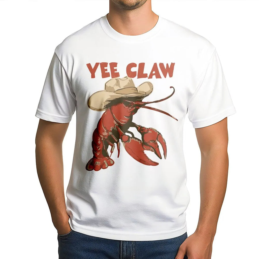 Yee Claw T-Shirt | Funny Cowboy Crawfish Graphic | Premium Cotton Blend | Unique Southern Humor Gift for Men and Women