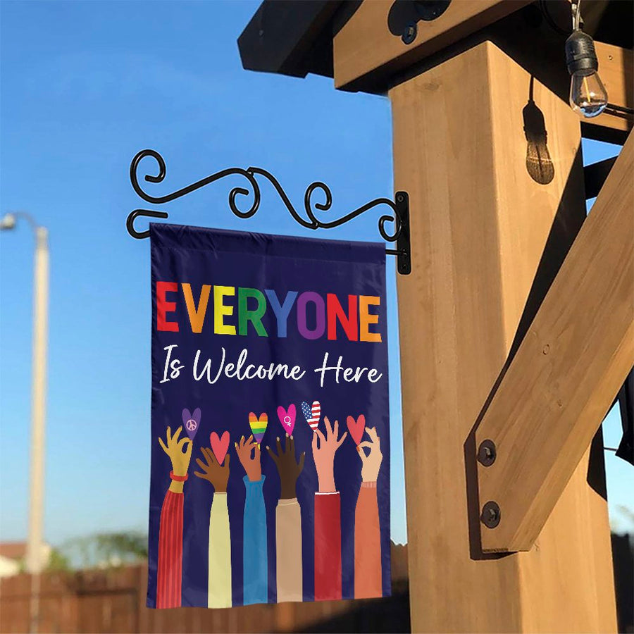 Everyone Is Welcome Here Garden Flag | Inclusive Diversity Yard Banner | Weather-Resistant Polyester | Outdoor Welcome Sign for Home Garden Decor