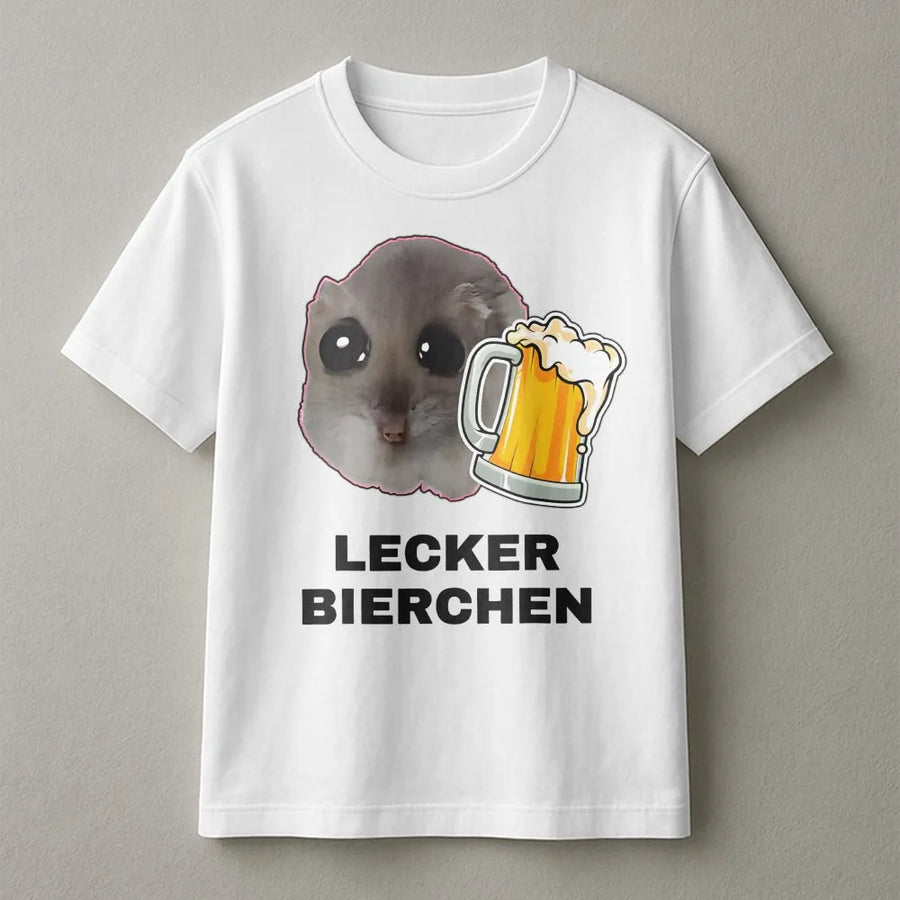 Lecker Bierchen T-Shirt | Funny Hamster Beer Meme Graphic | Premium Soft Cotton Tee | Party Festival Gift for Beer Lovers