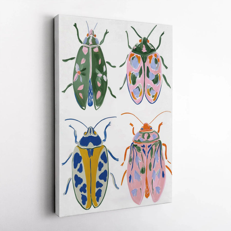 Colorful Beetle Wall Art | Modern Insect Illustration Print | Gallery Quality Premium Canvas | Nature Lover Gift for Office or Home Decor