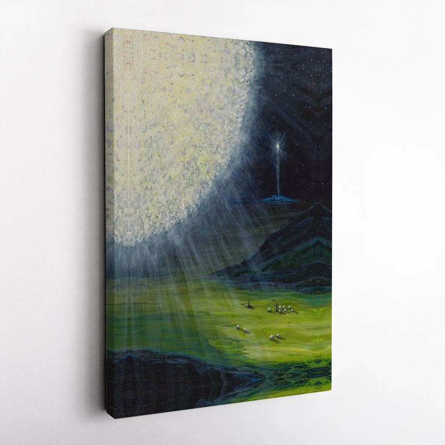 Nativity Canvas Wall Art | Angels Announcing to Shepherds | Premium Gallery Wrap Print | Christian Religious Home Decor Gift
