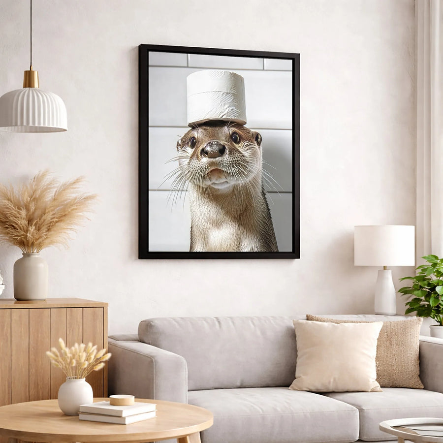 Funny Otter Canvas Wall Art | Quirky Bathroom Animal Print | Premium 1.25-Inch Gallery Wrap | Whimsical Home Decor Gift