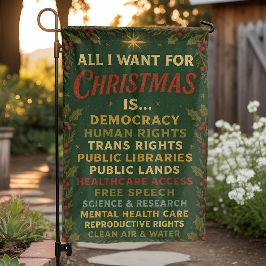 Progressive Christmas Garden Flag | Social Justice Holiday Decor | Premium Weather-Resistant Polyester | Yard Sign Gift