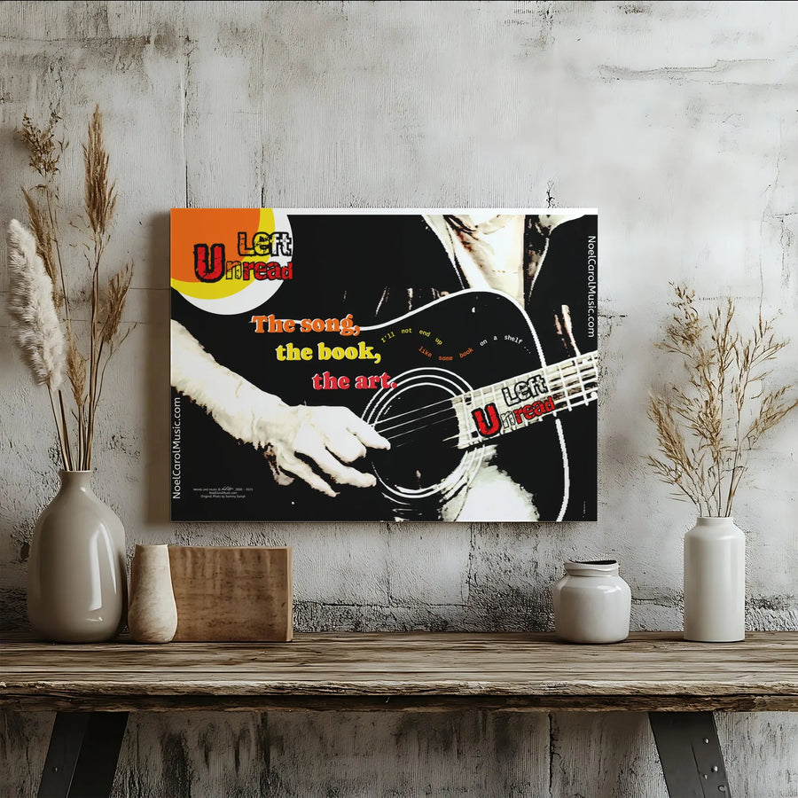 Left Unread Guitar Wall Art | Musical Lyrics Canvas Print | Premium Gallery Wrap Decor | Inspirational Gift for Music Lovers and Readers