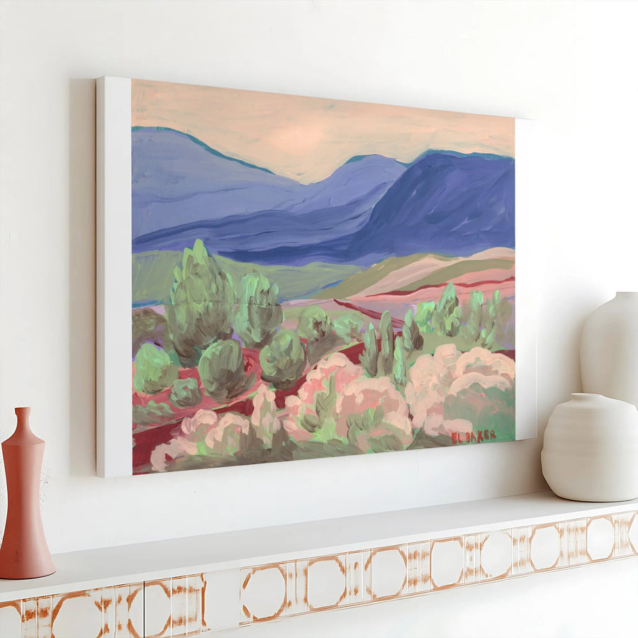 Provence Landscape Canvas Print | Impressionist Hillside Painting Wall Art | Premium Gallery Wrap Canvas | Boho Living Room Decor Gift