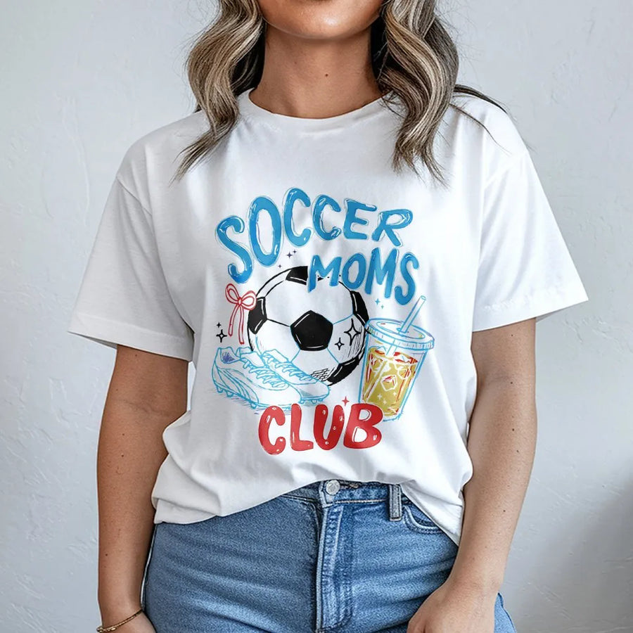 Soccer Mom Club T-Shirt | Trendy Gameday Graphic Tee | 100% Premium Cotton | Perfect Gift for Soccer Moms and Sports Fans