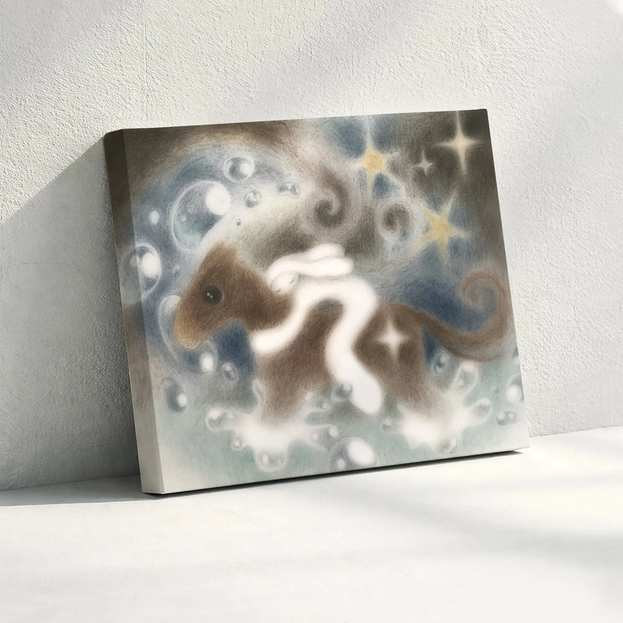 Celestial Horse Canvas Wall Art | Whimsical Starry Night Sky Print | Premium Gallery Wrapped Canvas | Nursery Decor Gift for Kids Room