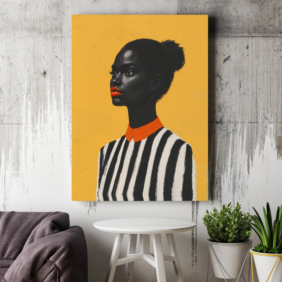 Black Woman Portrait Canvas Art | Modern Minimalist Wall Decor | Premium Fade-Resistant Print | Elegant Home Office Gift Idea