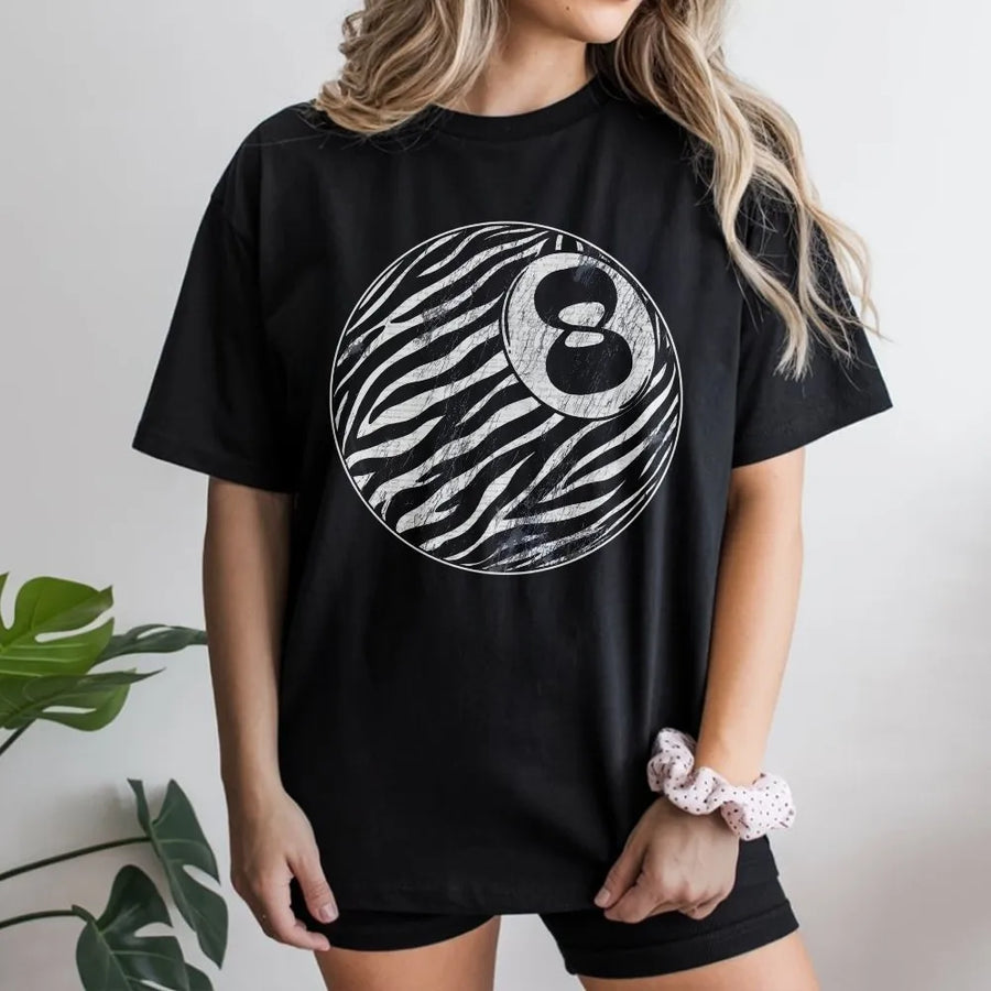 Zebra 8 Ball T-Shirt | Distressed Western Graphic Pullover | Premium Cotton Blend | Punchy Western Wear Gift for Cowgirls
