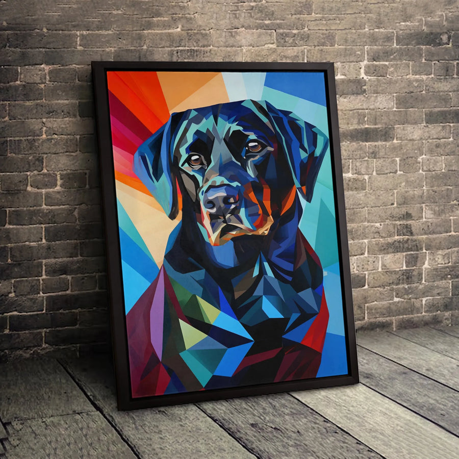Rottweiler Wall Art Canvas | Geometric Colorful Polygon Dog Portrait | Premium 1.25 Inch Gallery Wrap | Gift for Dog Lovers & Pet Owners