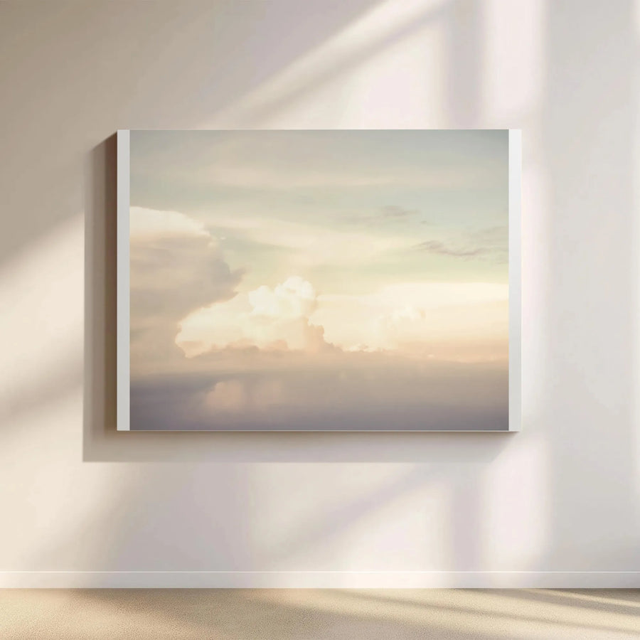 Serene Cloudscape Canvas Wall Art | Dreamy Sunset Cloud Painting | Premium Gallery Wrapped Canvas | Modern Wall Art for Living Room