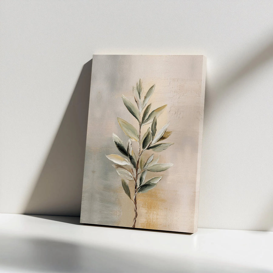 Olive Branch Canvas Wall Art | Minimalist Botanical Textured Painting Print | Premium Gallery Canvas | Modern Farmhouse Decor Gift
