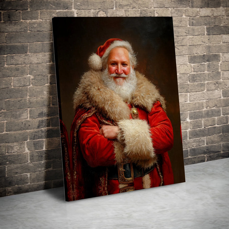 Santa Claus Wall Art | Vintage Oil Painting Style Portrait | Gallery-Wrapped Premium Canvas | Classic Christmas Home Decor Gift for Holidays