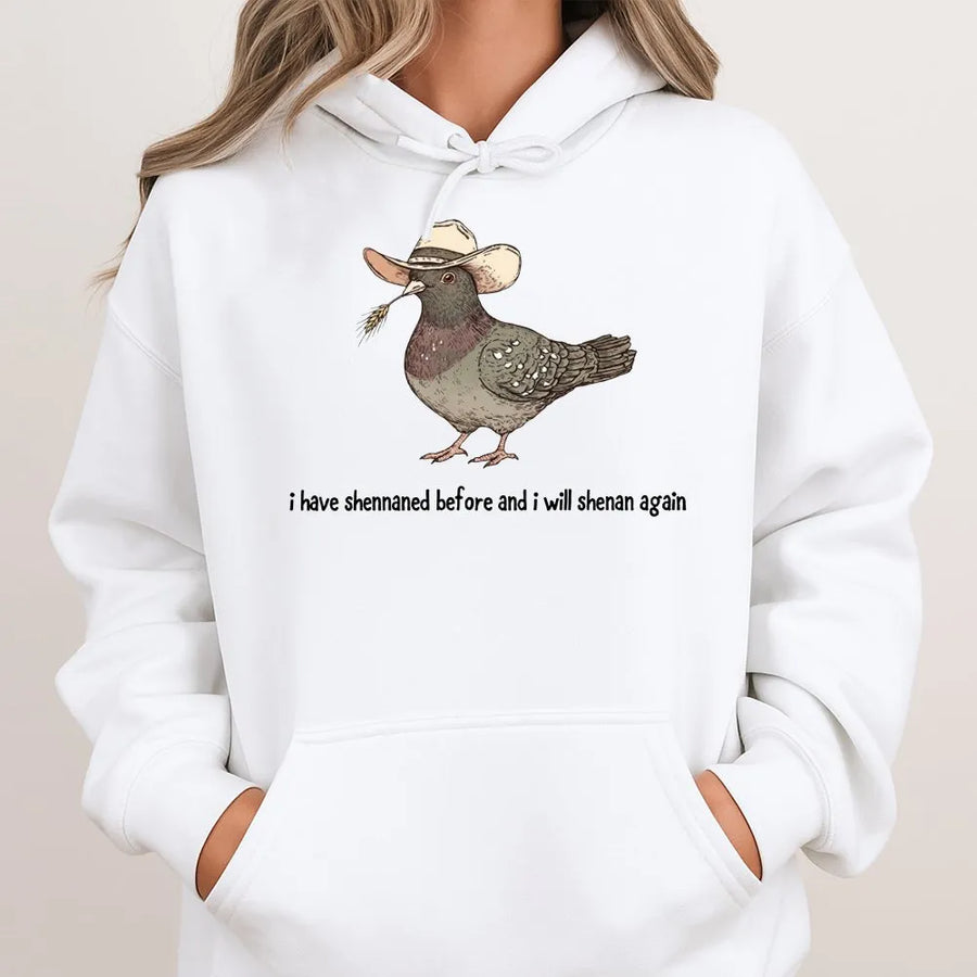 Cowboy Pigeon Hoodie | Funny Shenanigans Quote Sweatshirt | Premium Cotton Blend | Gift for Western Bird Lover