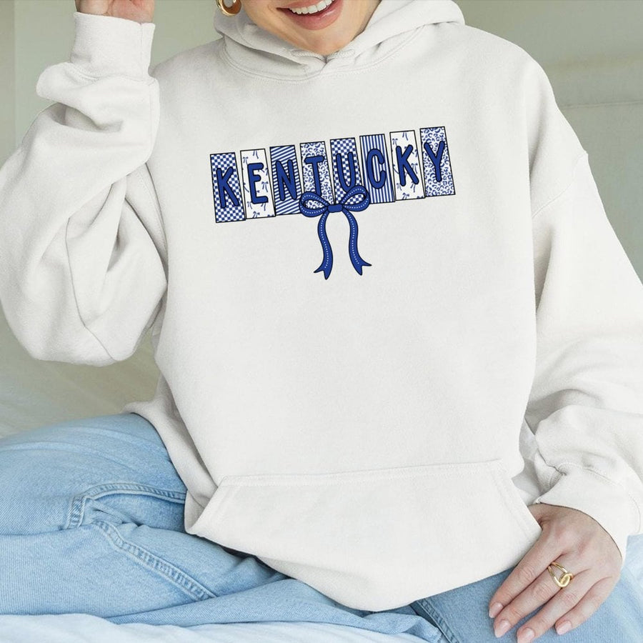 Kentucky Hoodie | Coquette Bow Aesthetic Graphic | Premium Cotton Blend | Trendy State Pride Gift for Women