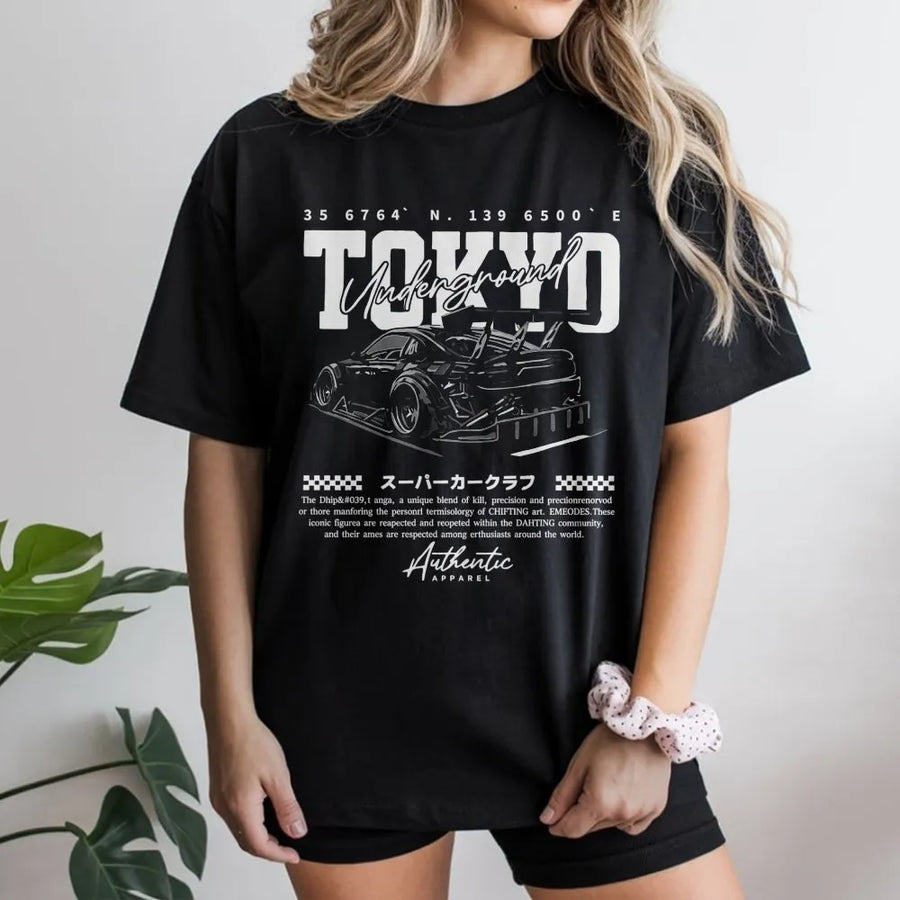 Tokyo Underground Drift Car T-Shirt | Japanese Street Racing Graphic | Premium Cotton Streetwear | Gift For JDM Car Enthusiasts