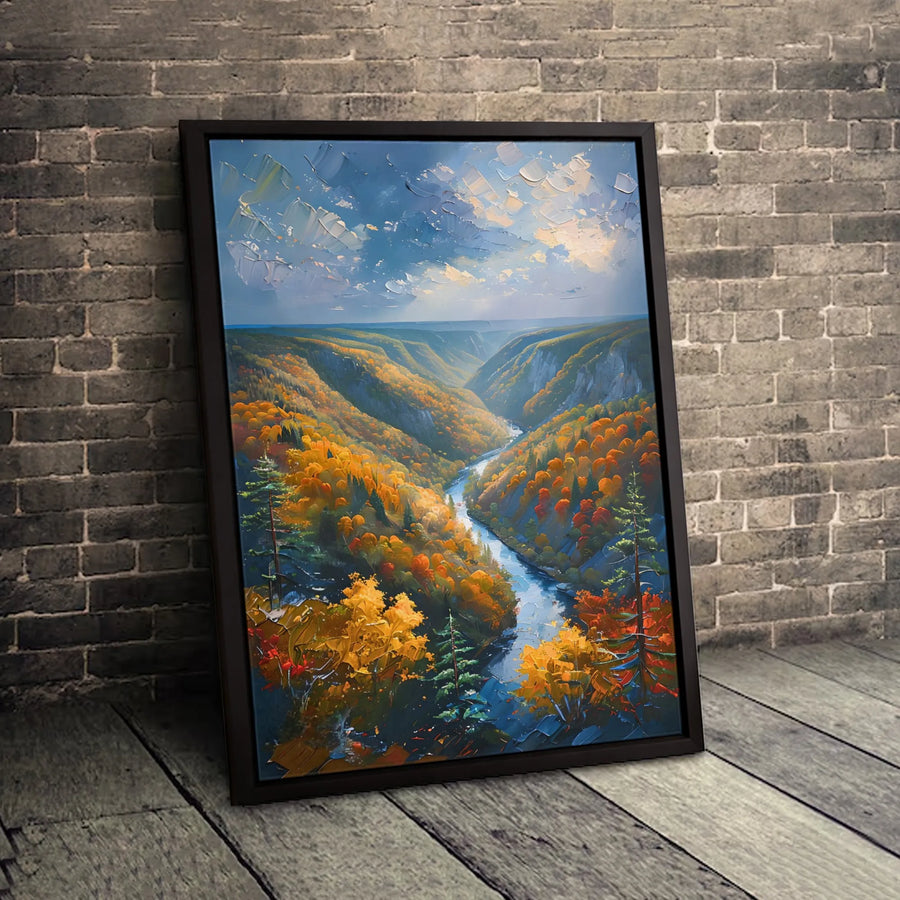 Autumn River Valley Canvas Art | Impressionist Landscape Painting | Premium Fade-Resistant Print | Gallery-Quality Nature Wall Decor for Home