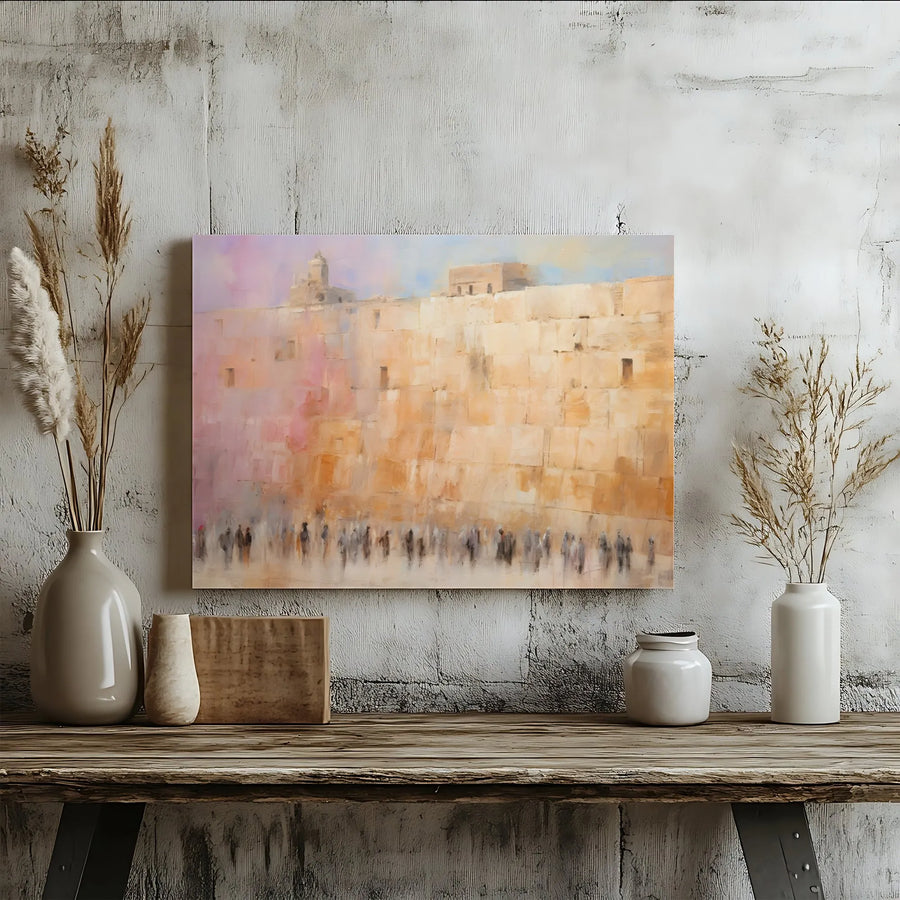 Western Wall Canvas Art | Abstract Jerusalem Wailing Wall Painting | Gallery Wrapped Premium Print | Religious Home Decor & Spiritual Gift