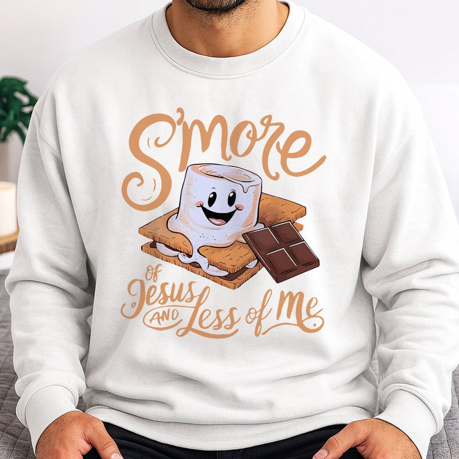 S'more of Jesus and Less of Me Sweatshirt | Cute Christian Graphic Tee | Premium Cotton Blend Crewneck | Religious Faith Gift for Her