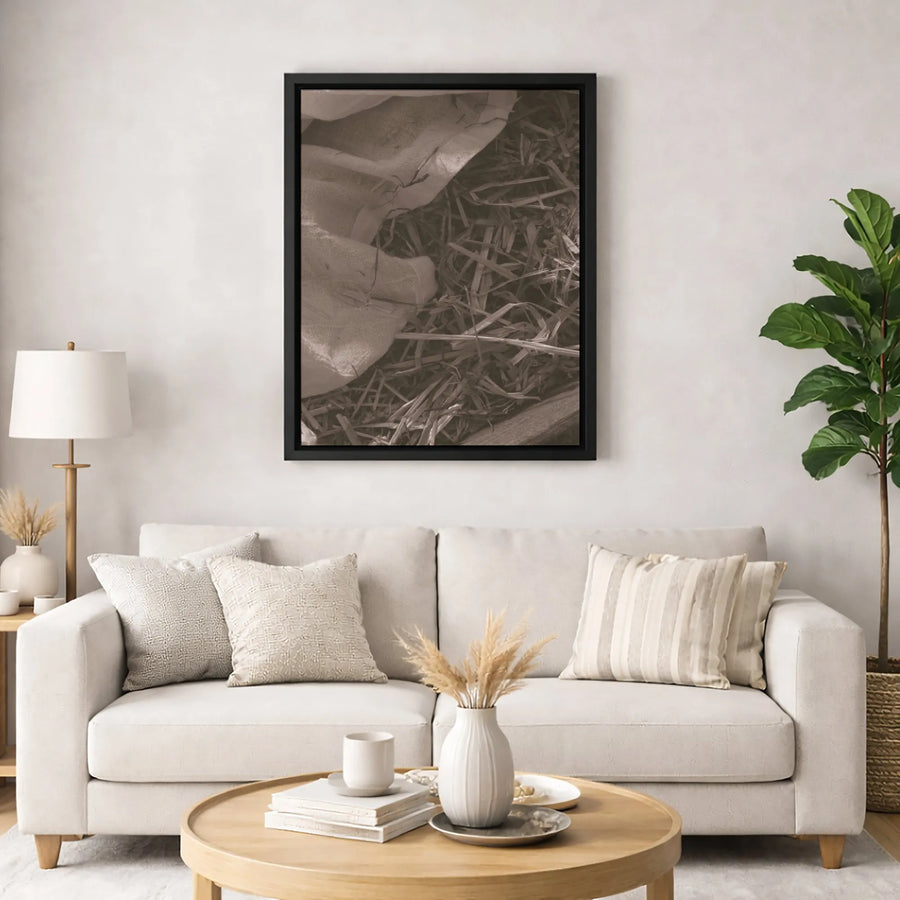 Farmhouse Hay Canvas Print | Rustic Sepia Texture Wall Art | 1.25-Inch Gallery Wrap | Vintage Country Home Decor Gift